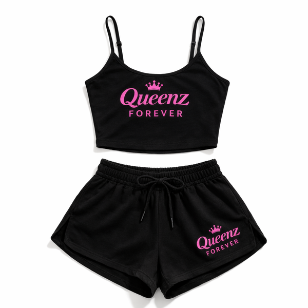 QUEENZ FOREVER Cami Shorts Set- Barbie Pink